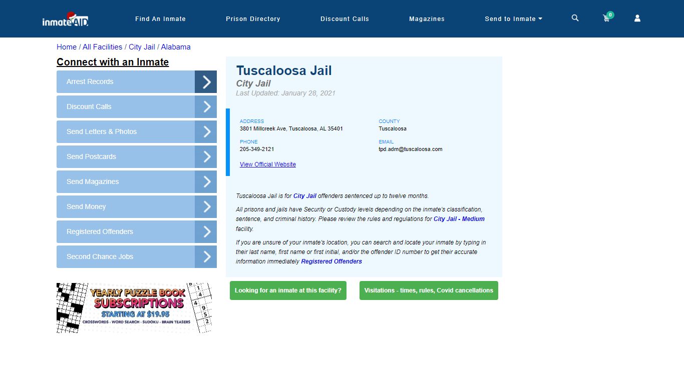 Tuscaloosa Jail | Inmate Locator